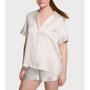 Піжама Glazed Satin Short Pajama Set White