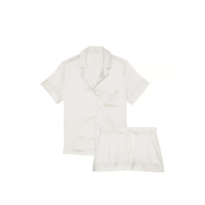 Піжама Glazed Satin Short Pajama Set White