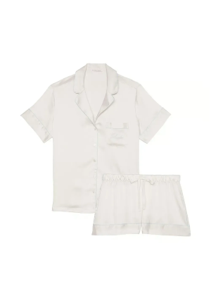 Піжама Glazed Satin Short Pajama Set White