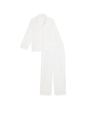 Пижама Heritage Cotton Long Pajama Set Vs White W Pretty Blossom Piping