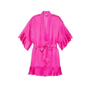 Сатиновий халат Flounce Satin Robe Fuchsia Frenzy