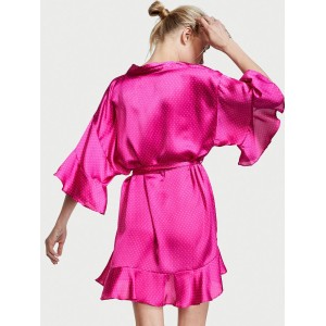 Сатиновий халат Flounce Satin Robe Fuchsia Frenzy
