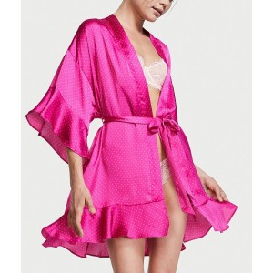 Сатиновий халат Flounce Satin Robe Fuchsia Frenzy