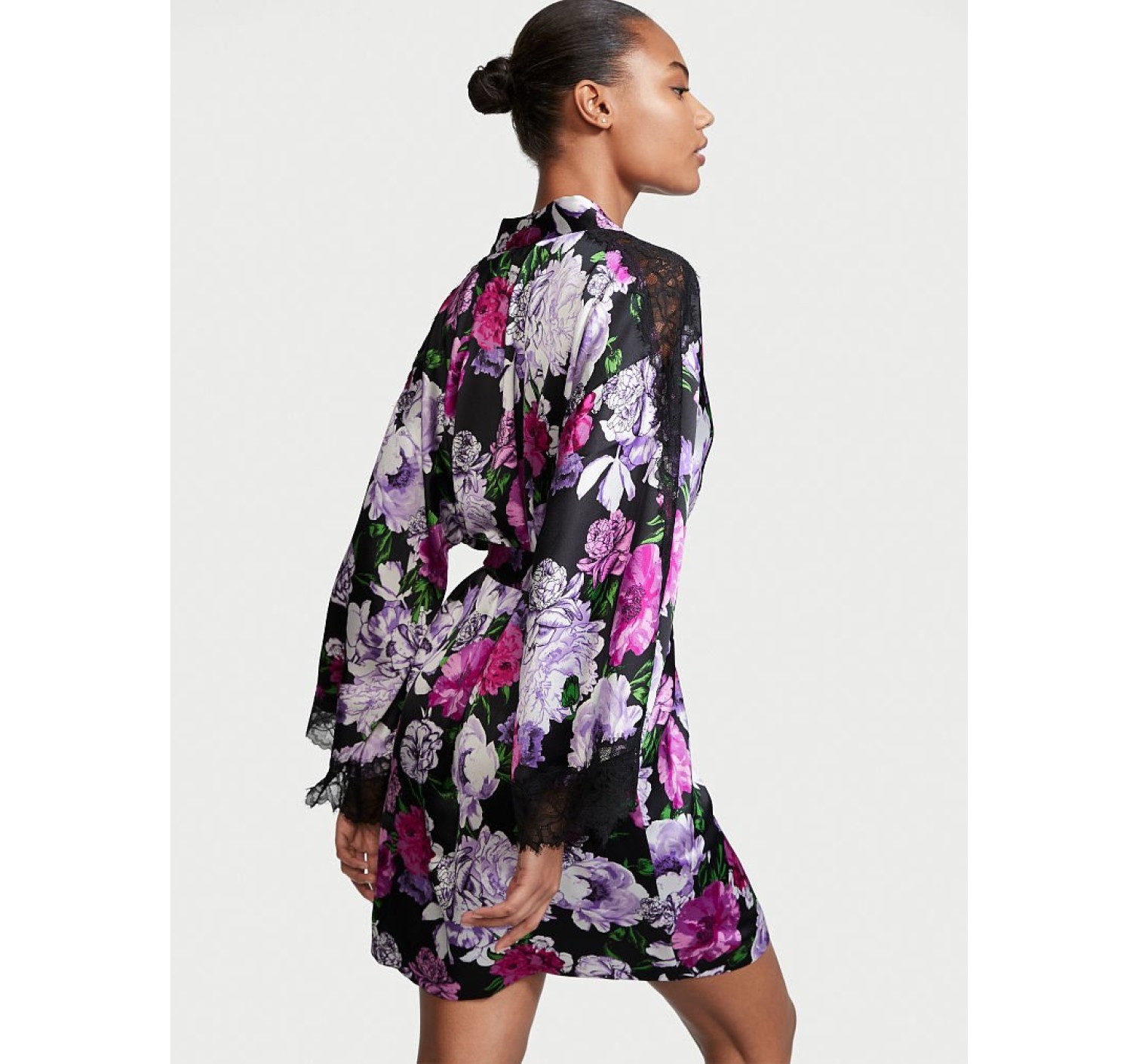 Халат Satin Lace Kimono Floral print Victoria's Secret
