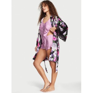 Халат Satin Lace Kimono Floral print Victoria's Secret
