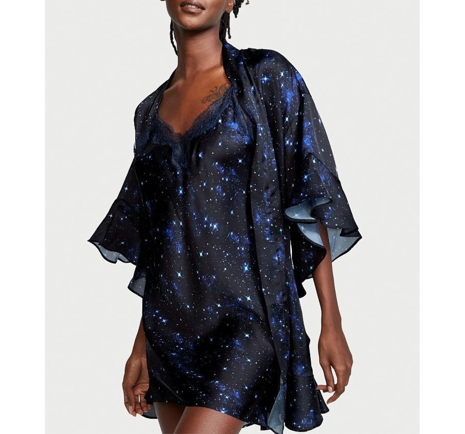 Сатиновий халат Flounce Satin Robe Stars