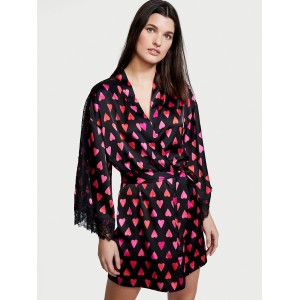 Сатиновий халат Flounce Satin Robe Heart Print❤️
