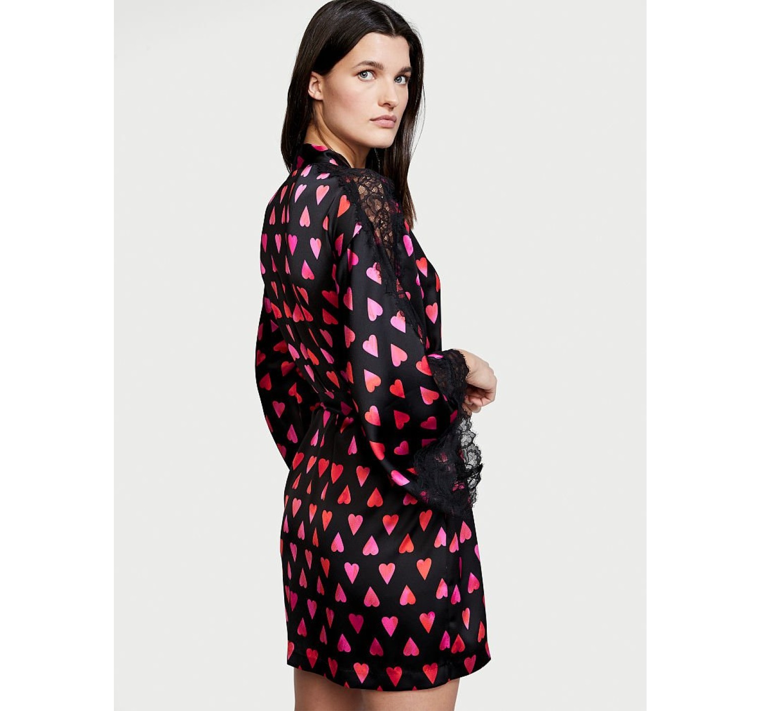 Сатиновий халат Flounce Satin Robe Heart Print❤️