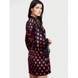 Сатиновий халат Flounce Satin Robe Heart Print❤️