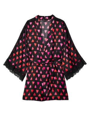 Сатиновий халат Flounce Satin Robe Heart Print❤️