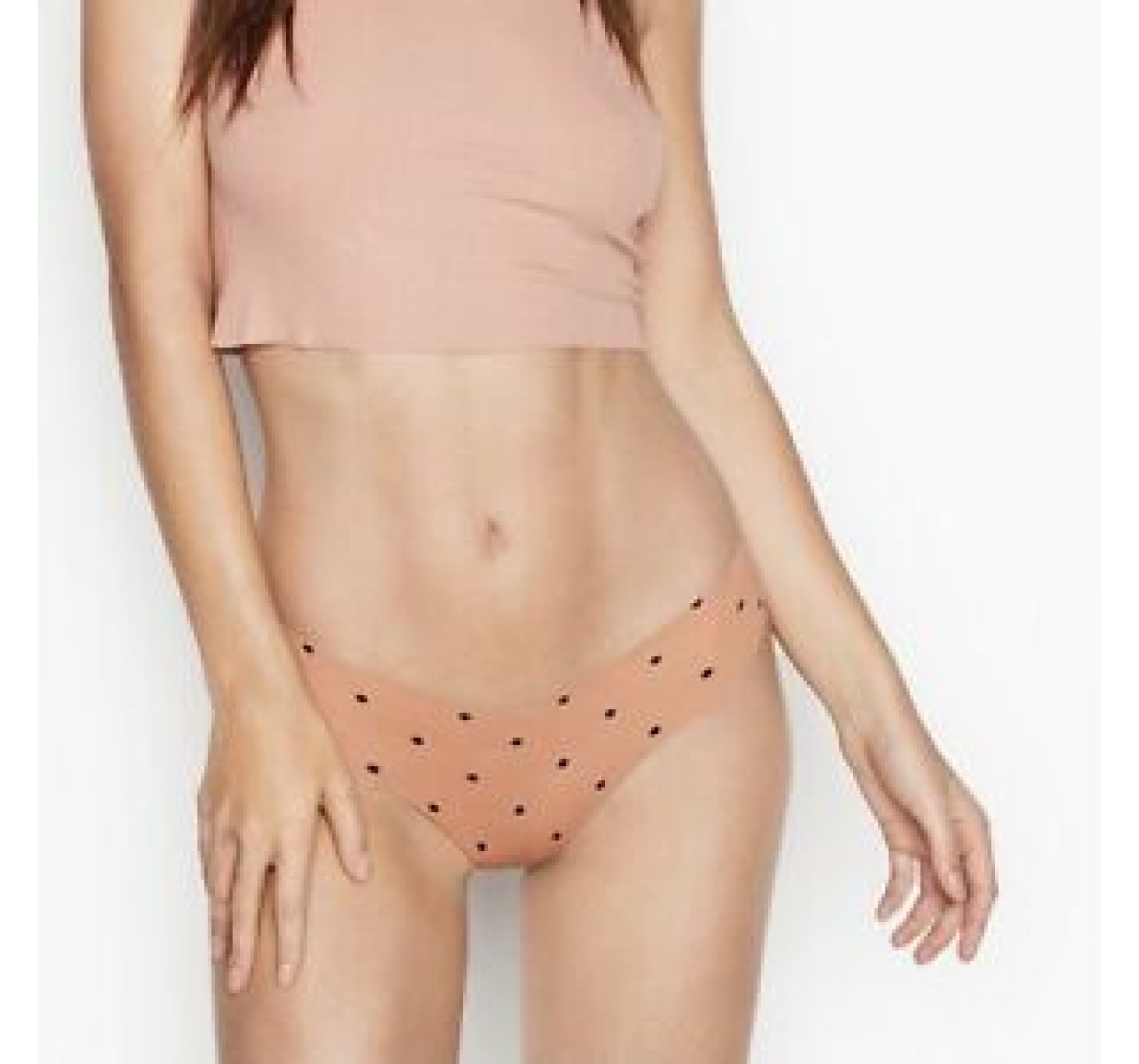 Трусики бесшовные No show Thong panty Beige Polka Dot