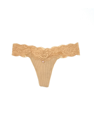 Трусики Cotton Lace Very Sexy Thong panty beige