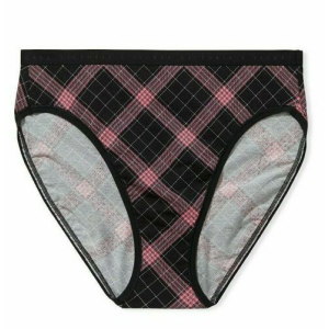 Трусики High-Leg Bikini panty Black Pink Plaid Stretch Cotton