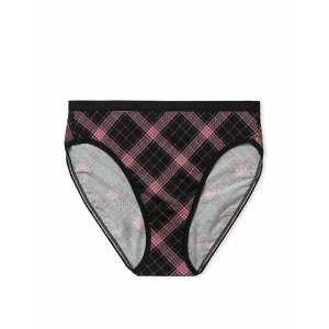 Трусики High-Leg Bikini panty Black Pink Plaid Stretch Cotton