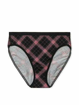 Трусики High-Leg Bikini panty Black Pink Plaid Stretch Cotton