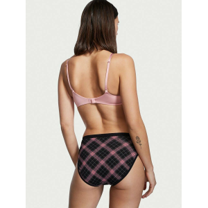 Трусики High-Leg Bikini panty Black Pink Plaid Stretch Cotton