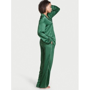 Сатиновая пижама Satin Long Pj Set Deep green