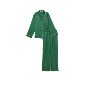 Сатиновая пижама Satin Long Pj Set Deep green