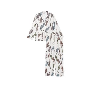 Пижама Victoria’s Secret The Satin Long PJ Set Leopard print