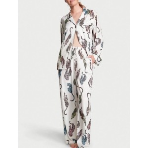 Пижама Victoria’s Secret The Satin Long PJ Set Leopard print