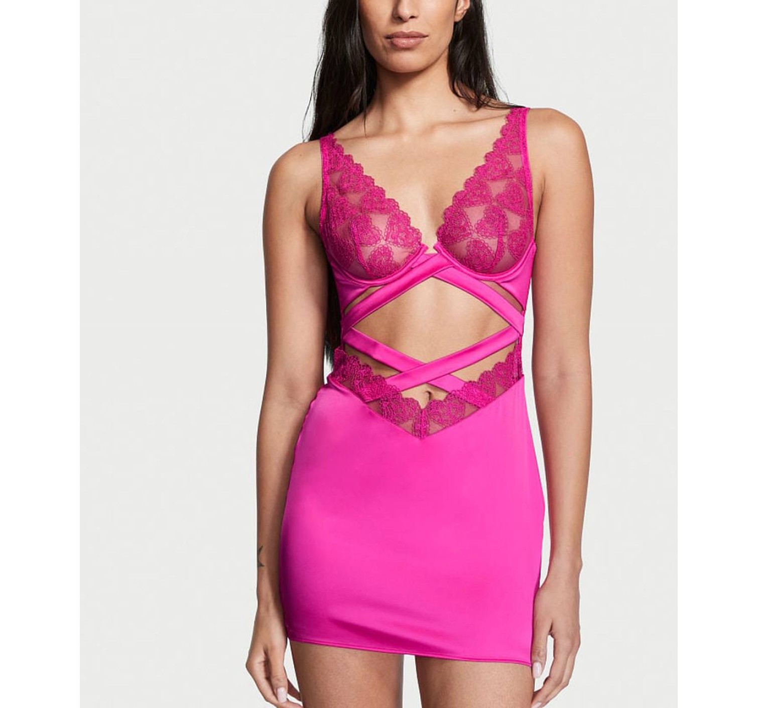 Пеньюар Виктория Сикрет Luxe Lingerie Embroidery Wired Slip Dress