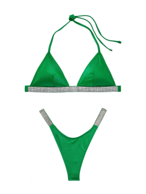 Купальник Shine Strap Triangle Bikini Verdant Green