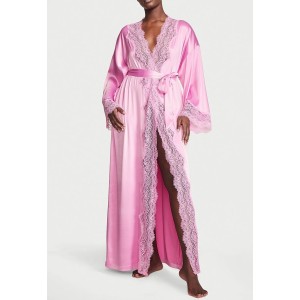 Сатиновый халат Lace-Trim Satin Long Robe Lilac Chiffon