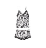 Пижама Cami Short PJ Set Floral print Black & White