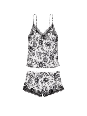 Пижама Cami Short PJ Set Floral print Black & White