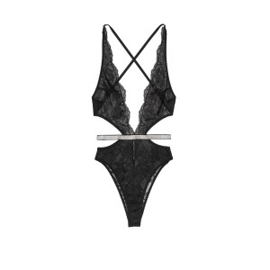 Боді VERY SEXY Black Lace Unlined Strappy Teddy