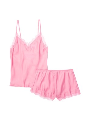 Сатиновая пижама Satin Candy pink lace Cami PJ Set