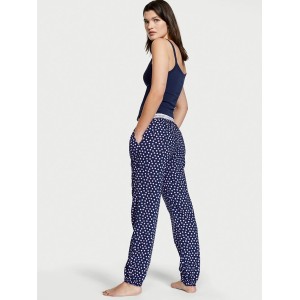 Піжама Cotton Tank Jogger Pajama Set Victoria's Secret Ensign Navy Polka Dot