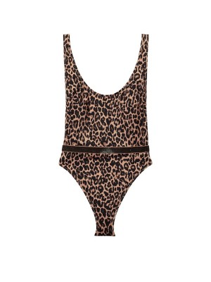 Купальник монокини леопардовый Shine Strap Plunge One-Piece
