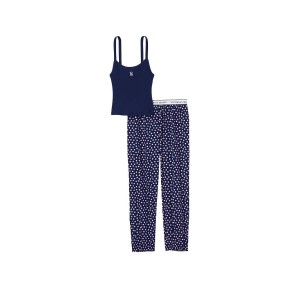 Піжама Cotton Tank Jogger Pajama Set Victoria's Secret Ensign Navy Polka Dot
