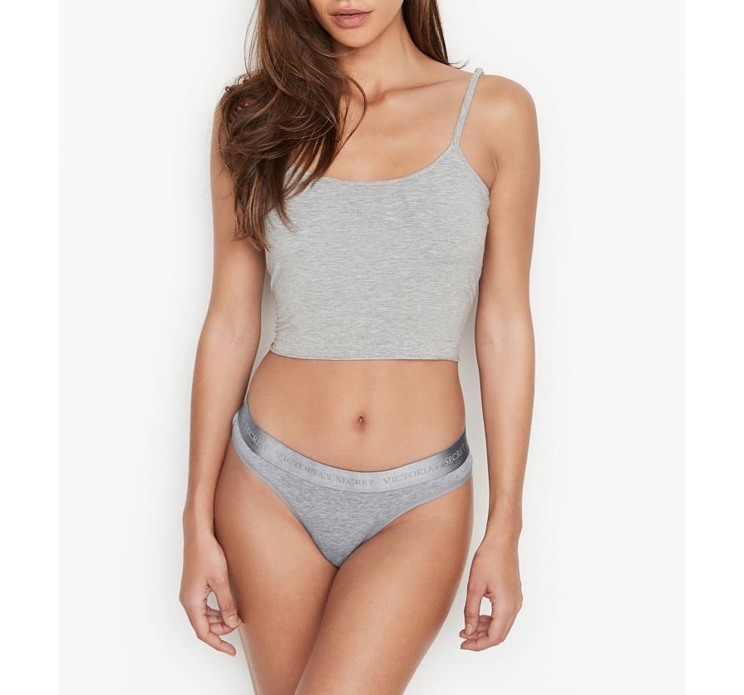Трусики стрінги Вікторія Сікрет Cotton Thong panty Grey