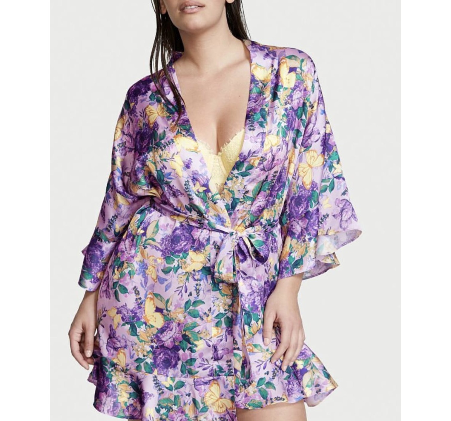 Сатиновый халат Very Sexy Satin Kimono Floral print
