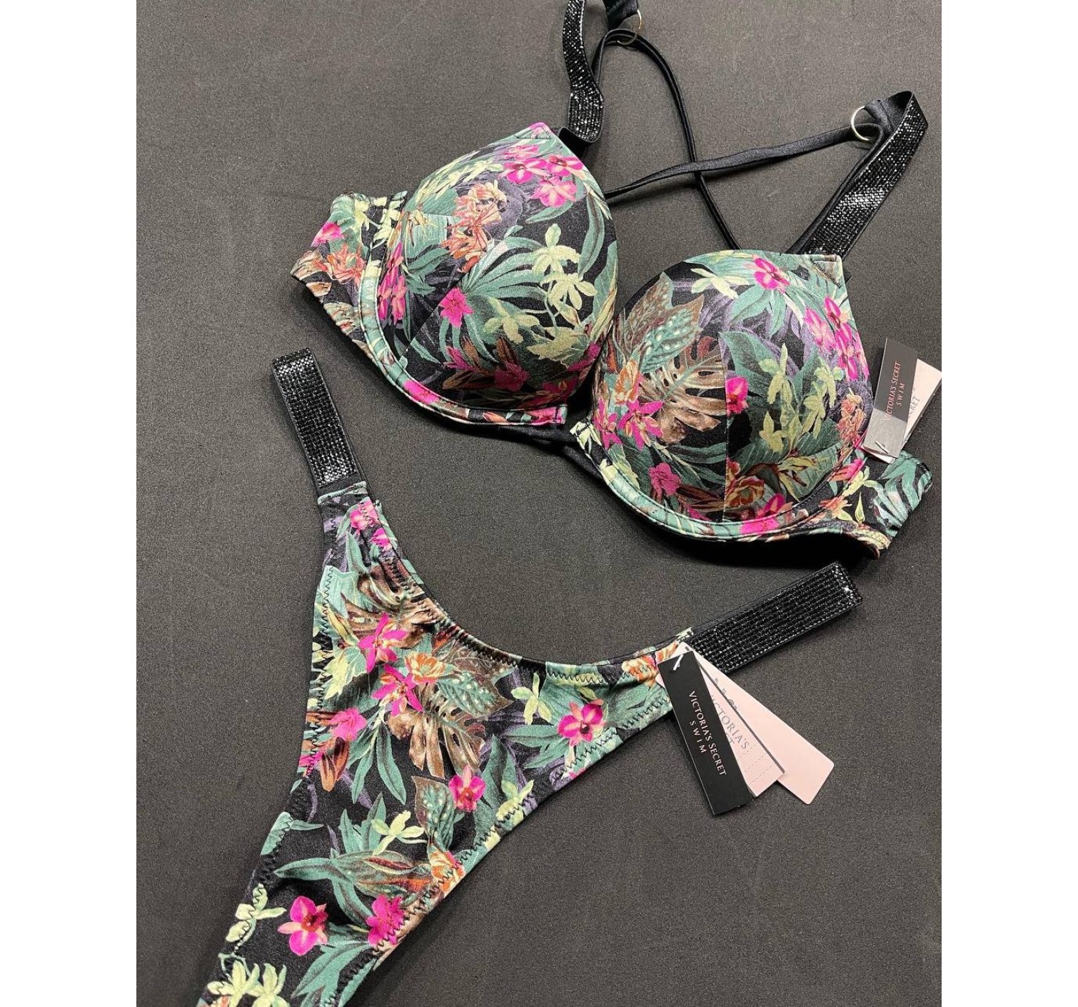 Купальник з подвійним пушапом Shine Strap SWIM Palm print