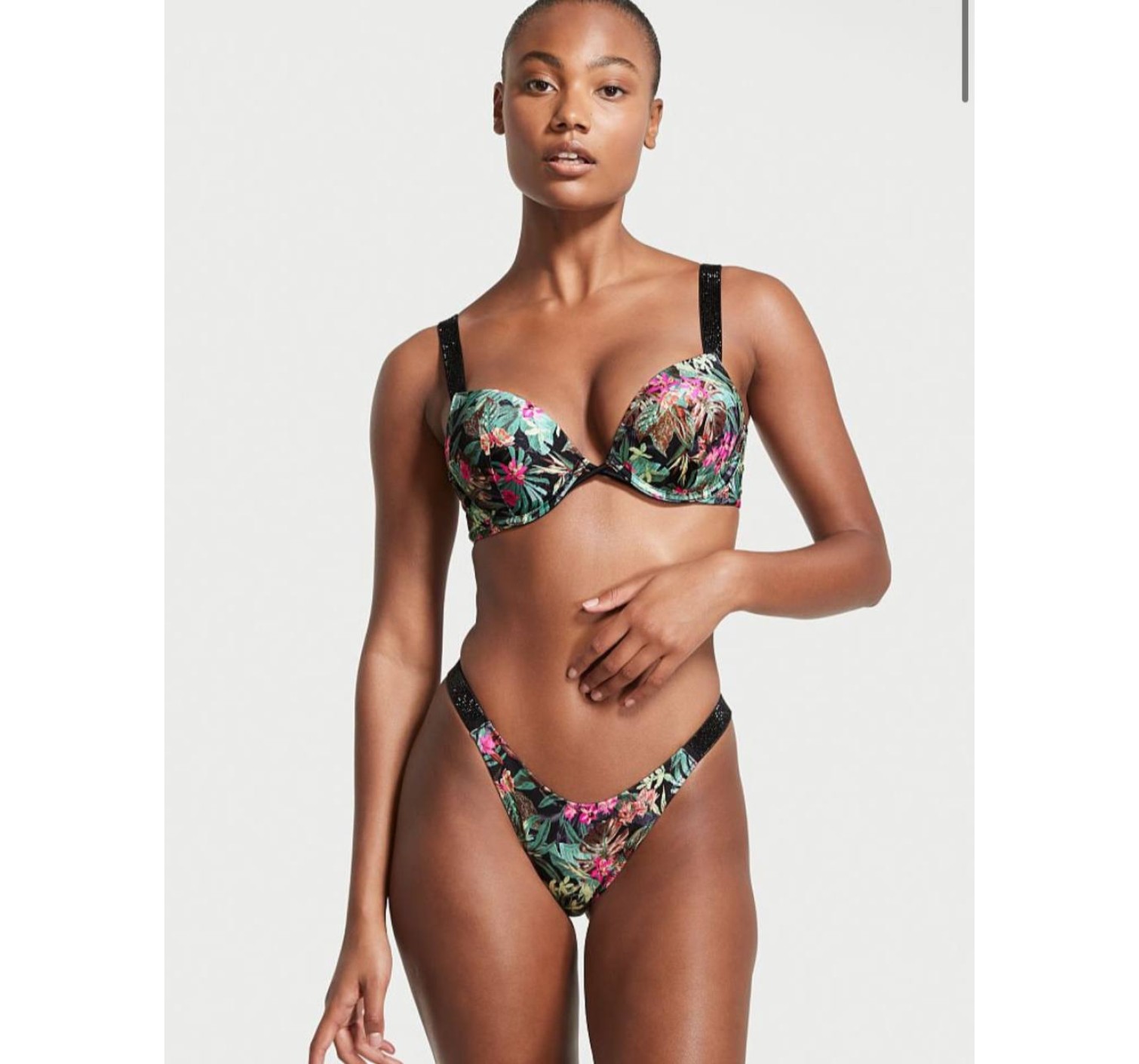 Купальник з подвійним пушапом Shine Strap SWIM Palm print