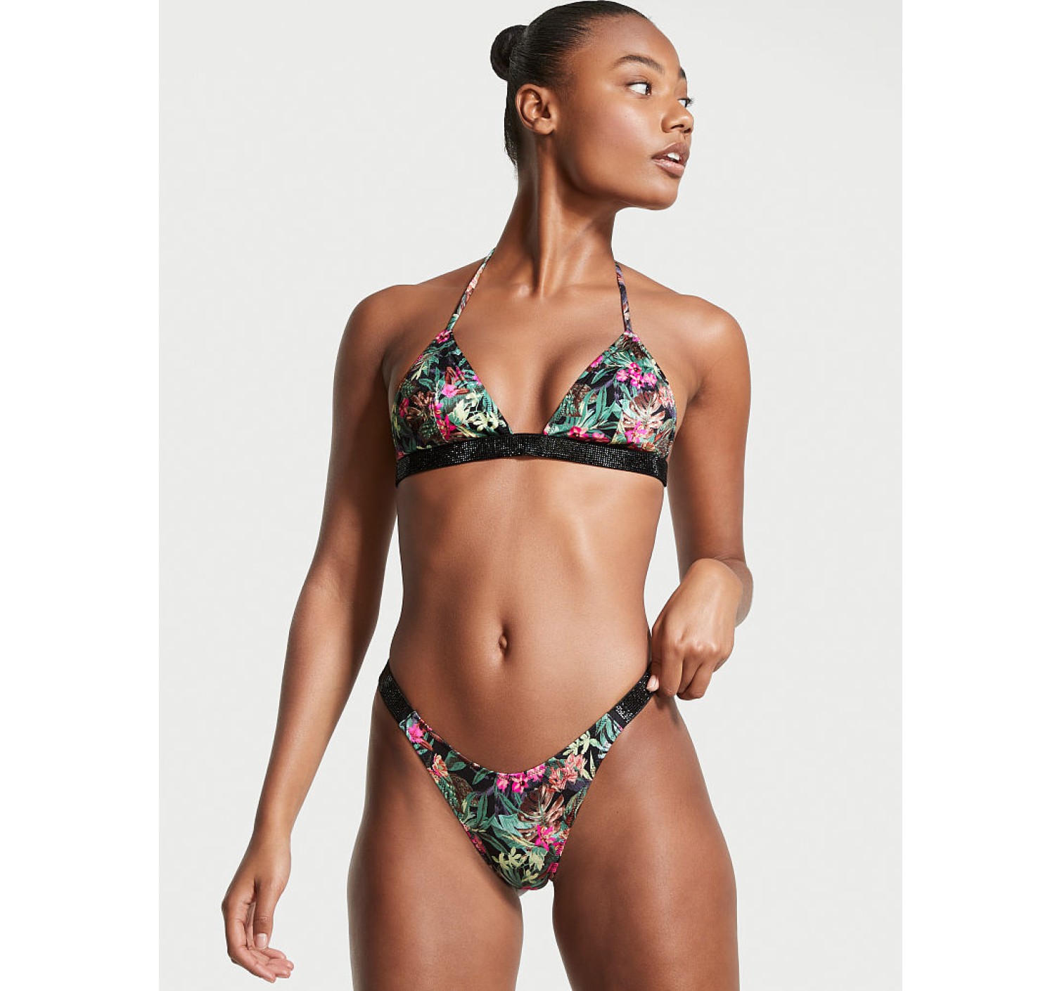 Купальник Triangle Shine Strap Swim Top Thong bottom Palm