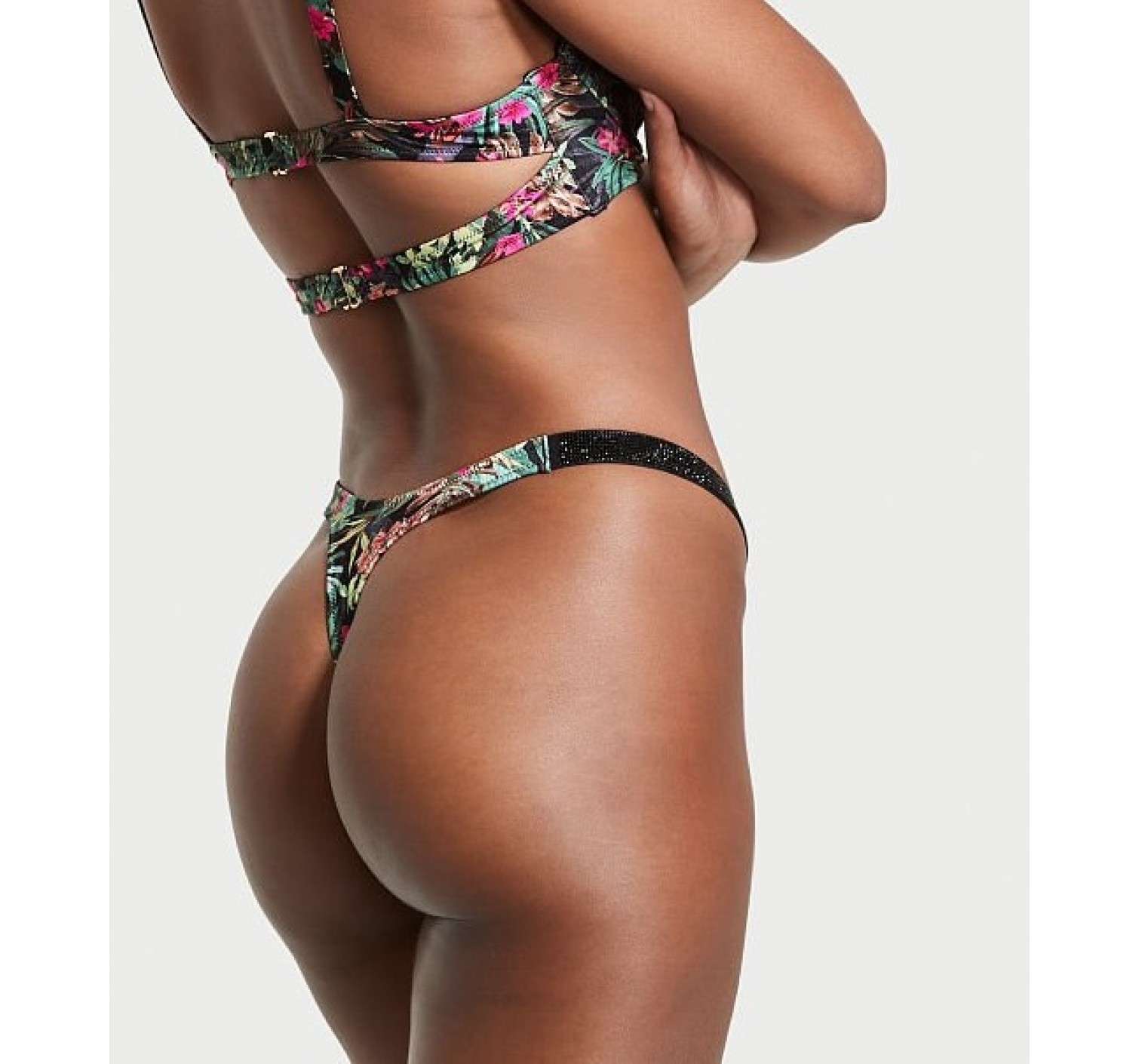 Купальник Triangle Shine Strap Swim Top Thong bottom Palm