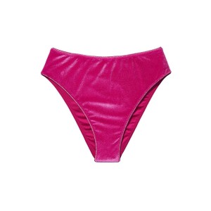Велюровий купальник Triangle Velvet Fuchsia High-rise bikini bottom