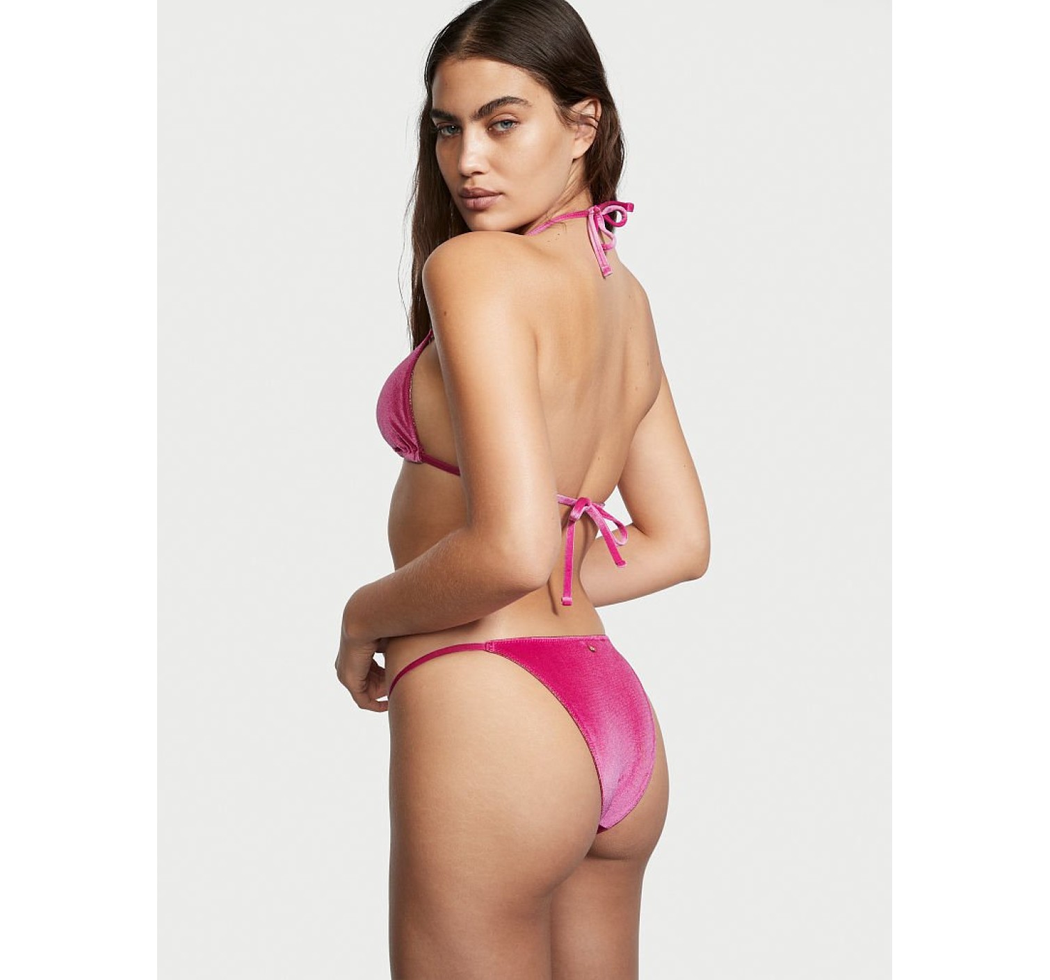 Велюровий купальник Scoop Swim Top Velvet Fuchsia Bikini