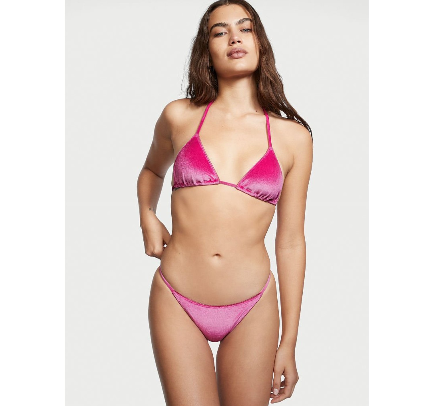 Велюровий купальник Scoop Swim Top Velvet Fuchsia Bikini