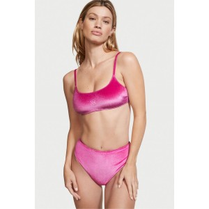 Велюровий купальник Triangle Velvet Fuchsia High-rise bikini bottom