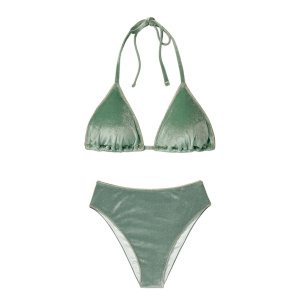 Купальник велюровый Triangle Velvet Cadette Green High-rise bikini bottom