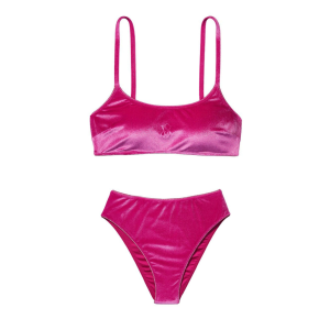 Велюровий купальник Triangle Velvet Fuchsia High-rise bikini bottom