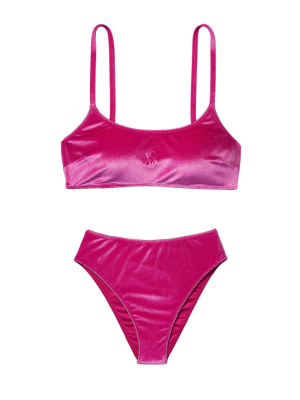 Купальник велюровый Triangle Velvet Fuchsia High-rise bikini bottom
