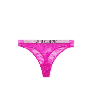 Трусики Shine Strap Lace High-Leg Thong Panty Very Fuschia