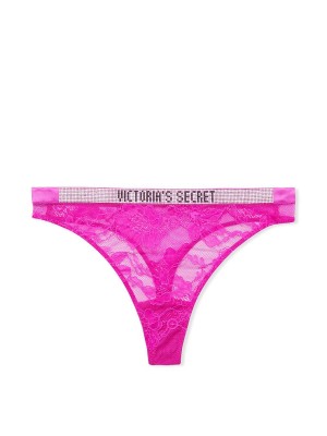 Трусики Shine Strap Lace High-Leg Thong Panty Very Fuschia