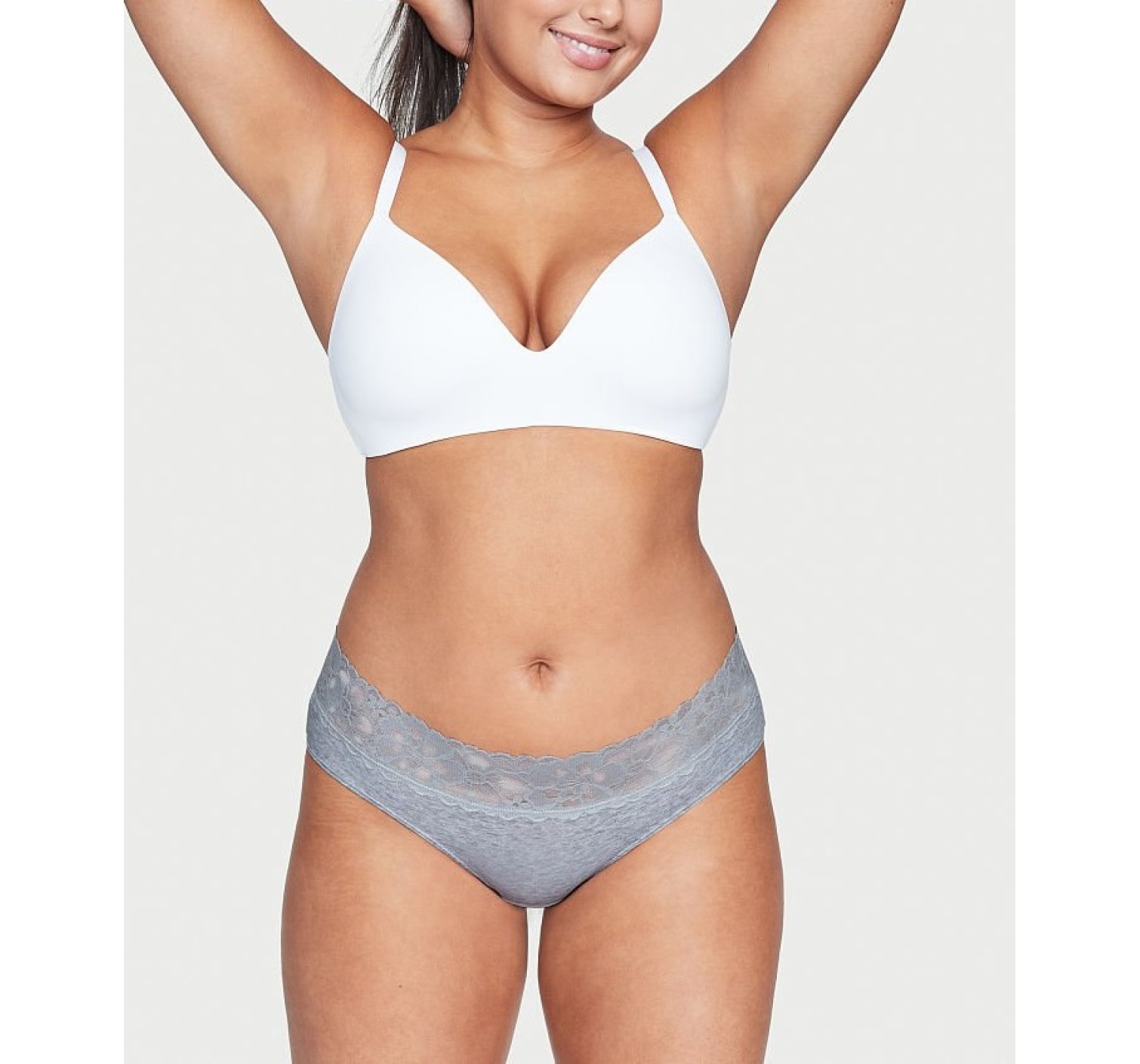 Трусики Grey Lace Waist Cotton Hiphugger Panty